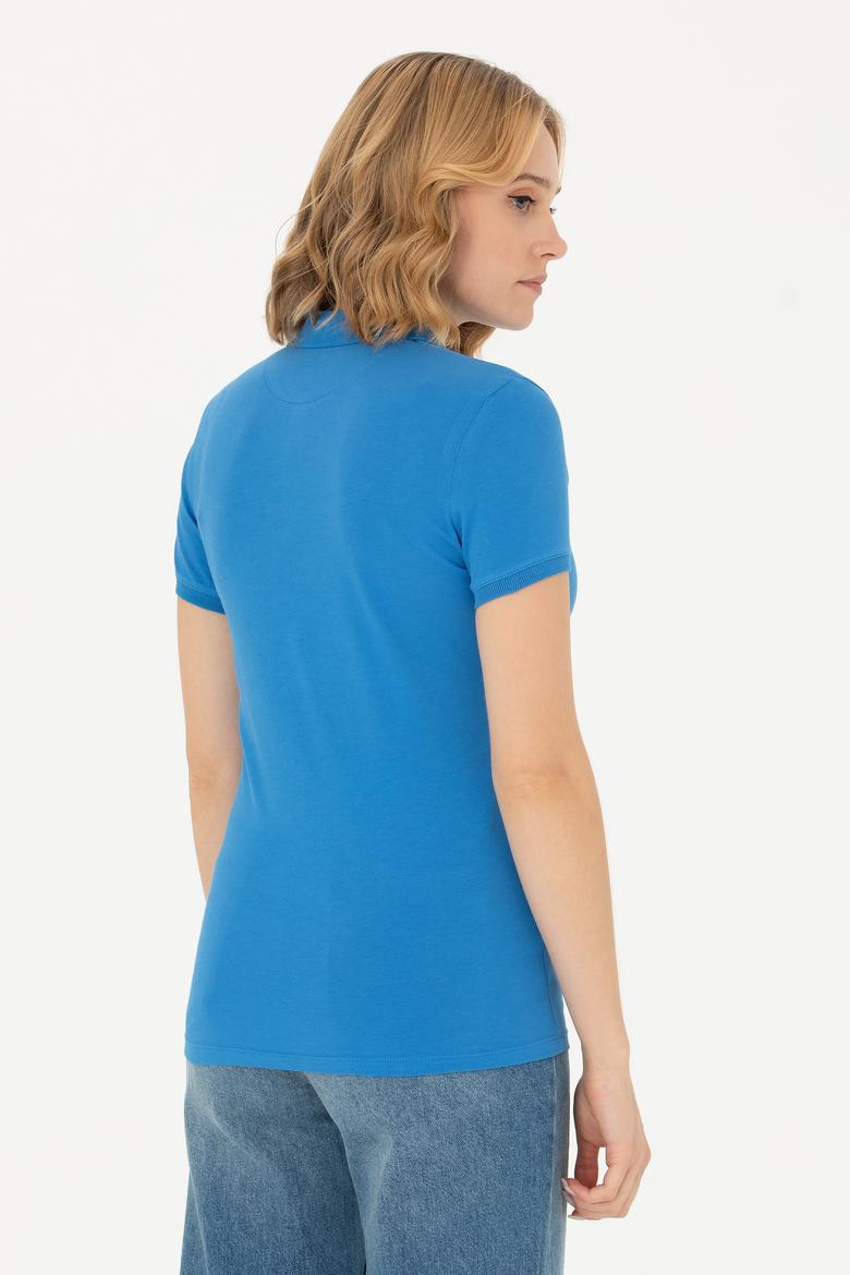 Kadın Saks Basic Polo Yaka Tişört - 50262694202