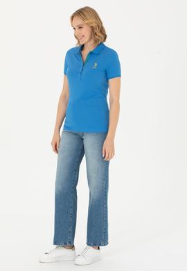 Kadın Saks Basic Polo Yaka Tişört - 50262694202