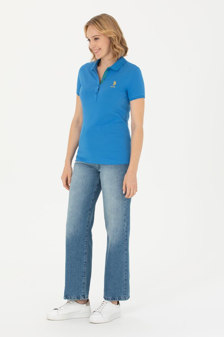 Kadın Saks Basic Polo Yaka Tişört - 50262694202