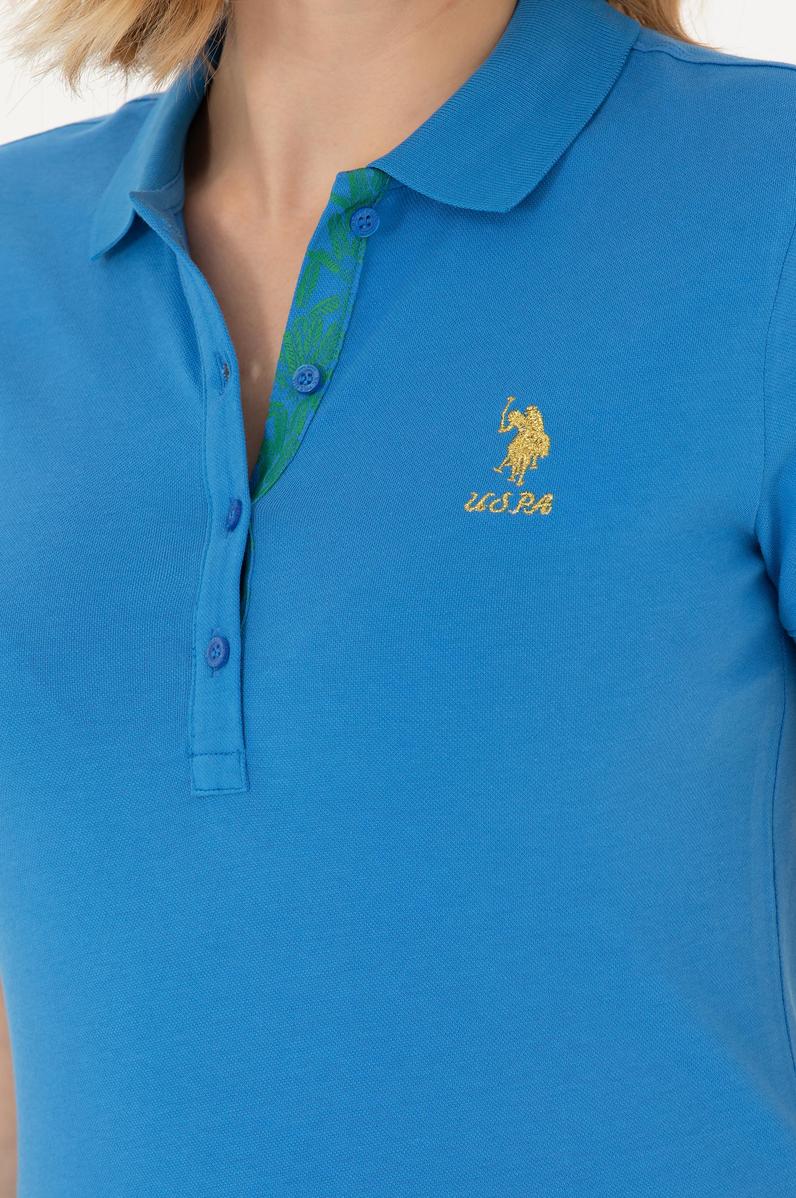 Kadın Saks Basic Polo Yaka Tişört