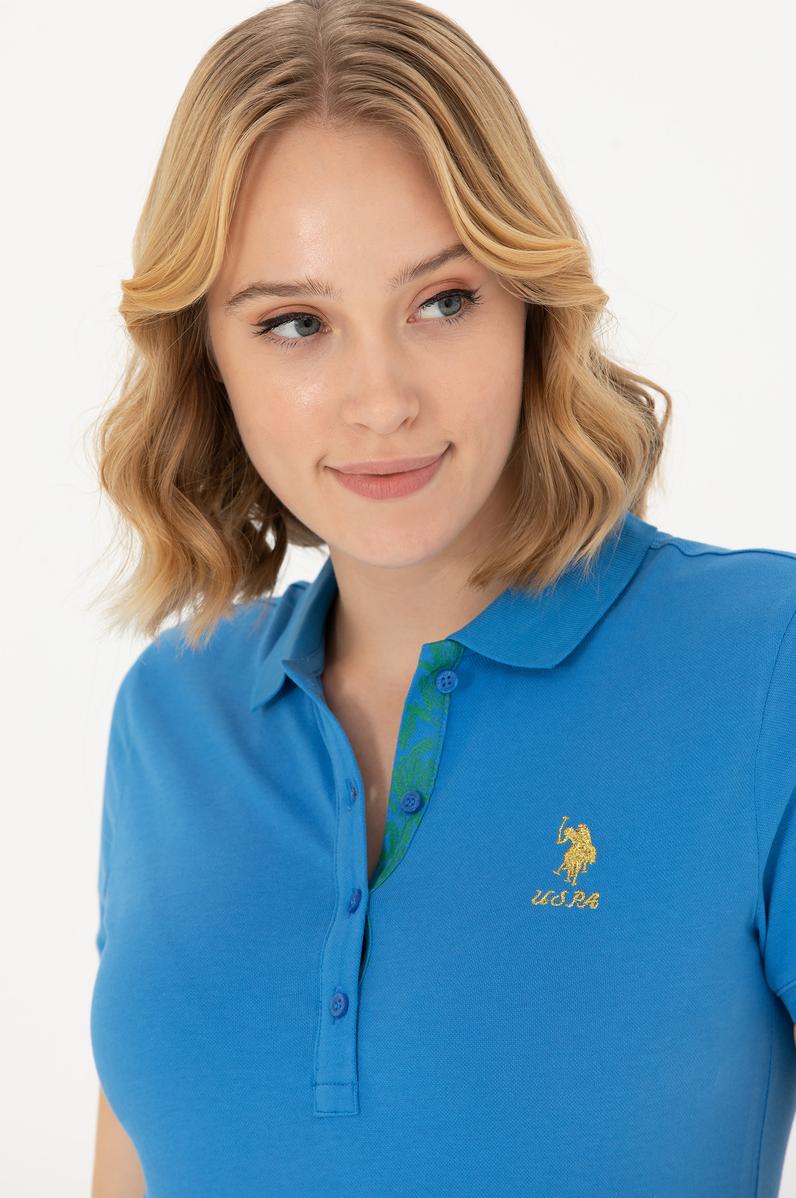 Kadın Saks Basic Polo Yaka Tişört