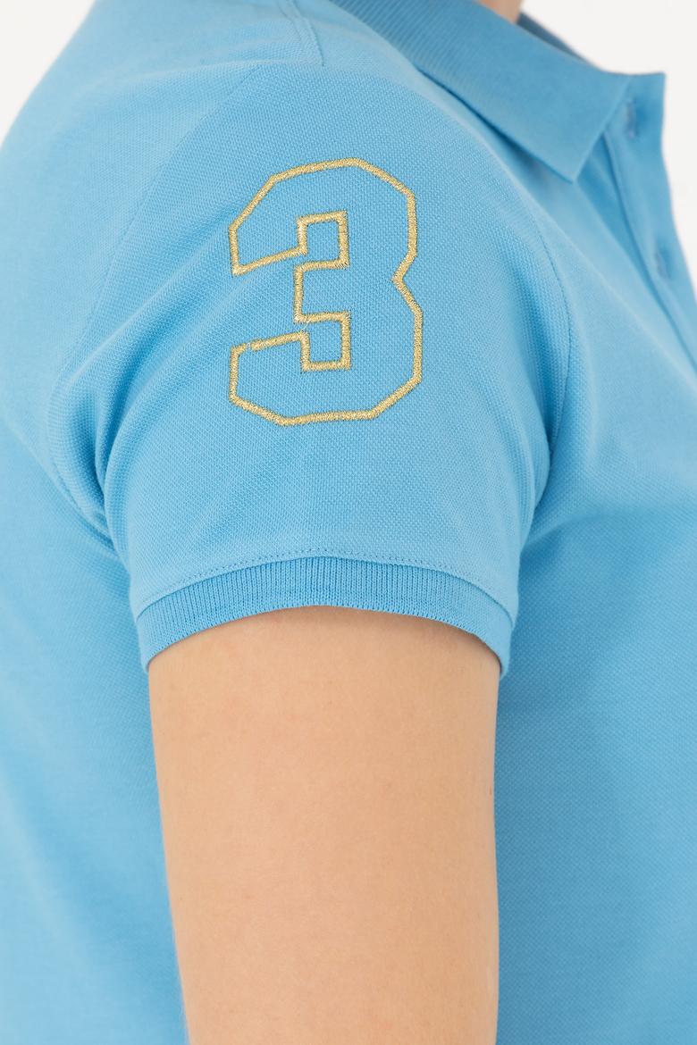 Kadın Turkuaz Polo Yaka Mini Boy Örme Elbise - 50262696120