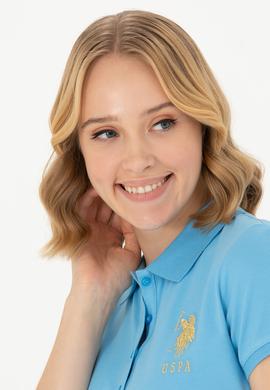 Kadın Turkuaz Polo Yaka Mini Boy Örme Elbise - 50262696120