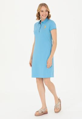 Kadın Turkuaz Polo Yaka Mini Boy Örme Elbise - 50262696120