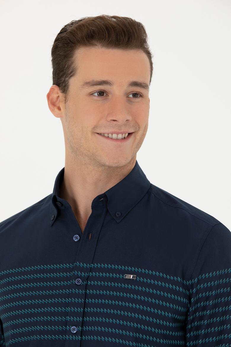 Erkek Lacivert Uzun Kollu Gömlek - 50272106011