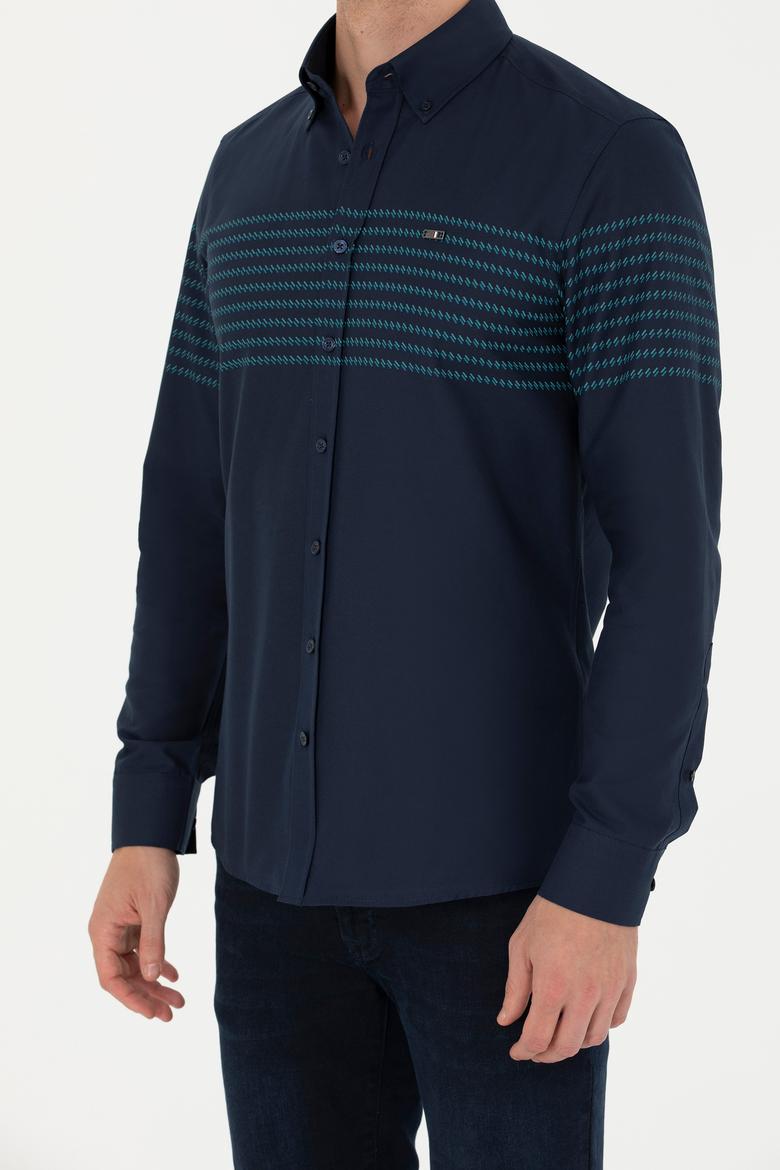 Erkek Lacivert Uzun Kollu Gömlek - 50272106011