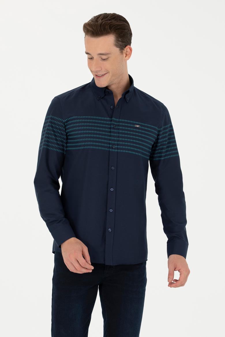 Erkek Lacivert Uzun Kollu Gömlek - 50272106011
