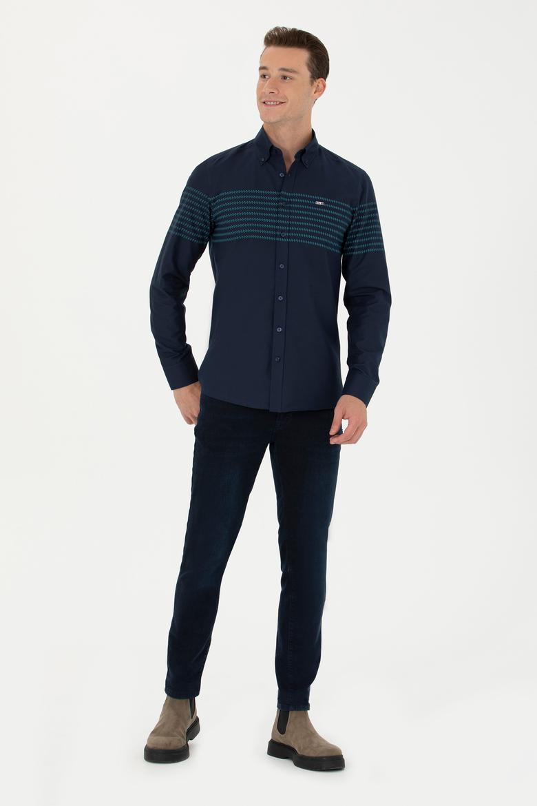 Erkek Lacivert Uzun Kollu Gömlek - 50272106011