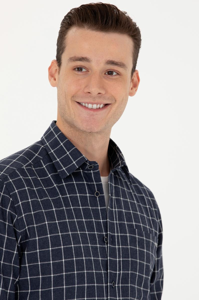 Erkek Lacivert Uzun Kollu Gömlek