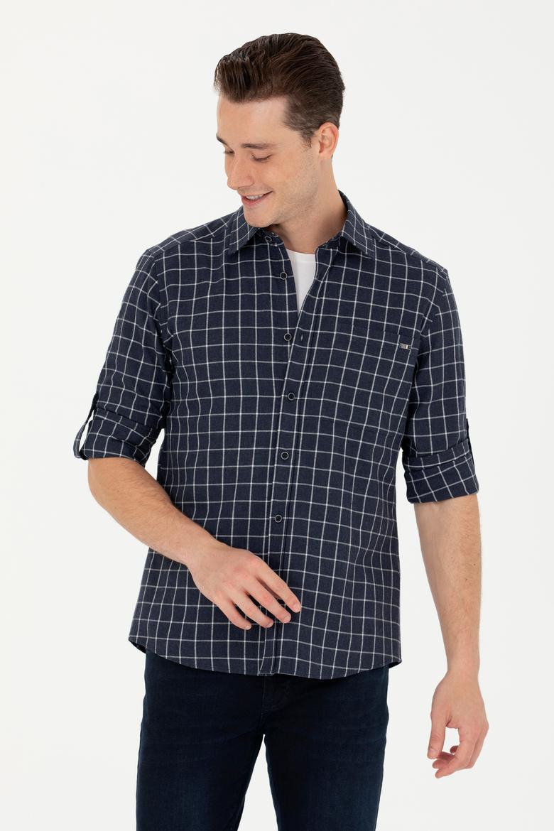 Erkek Lacivert Uzun Kollu Gömlek