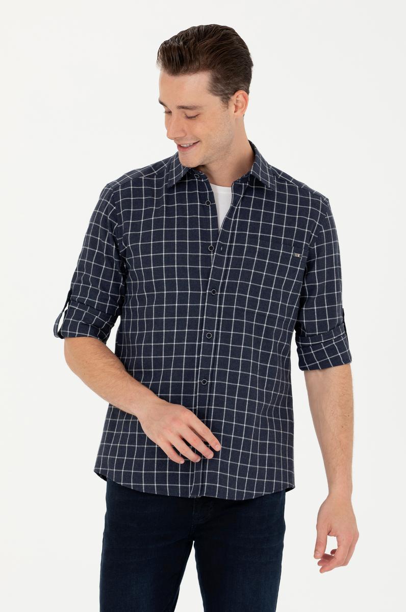 Erkek Lacivert Uzun Kollu Gömlek