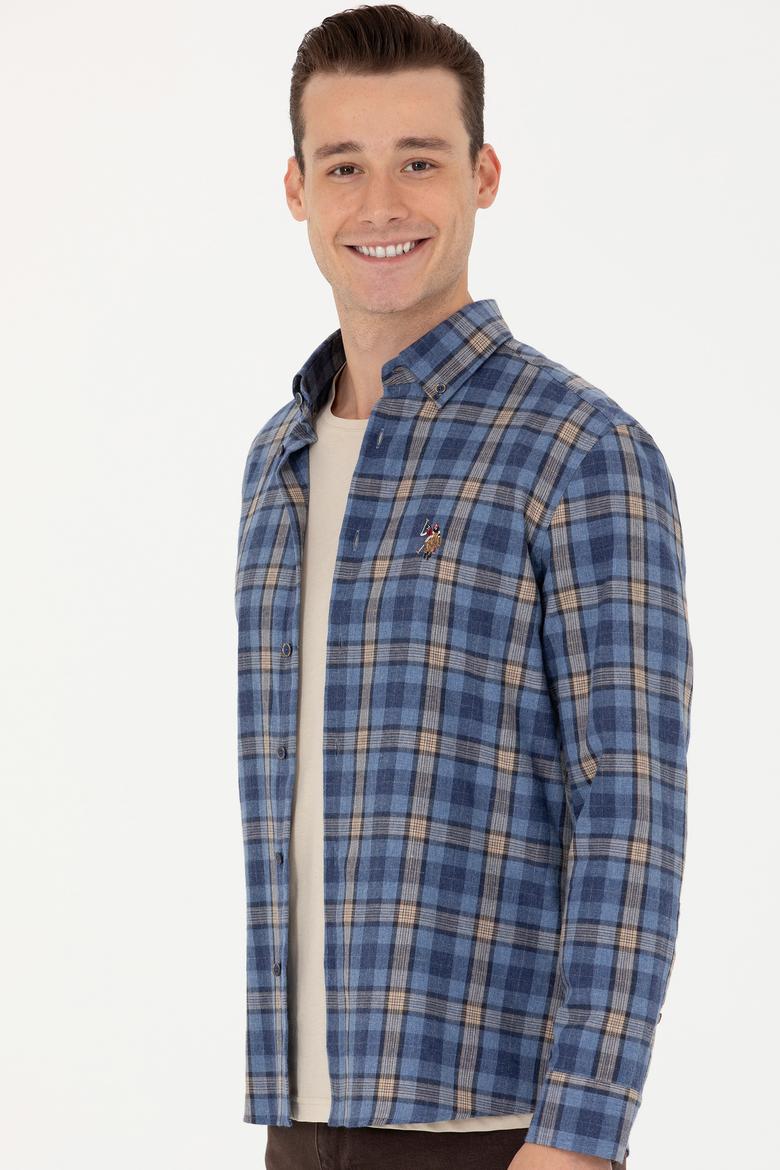 Erkek Mavi Uzun Kollu Gömlek