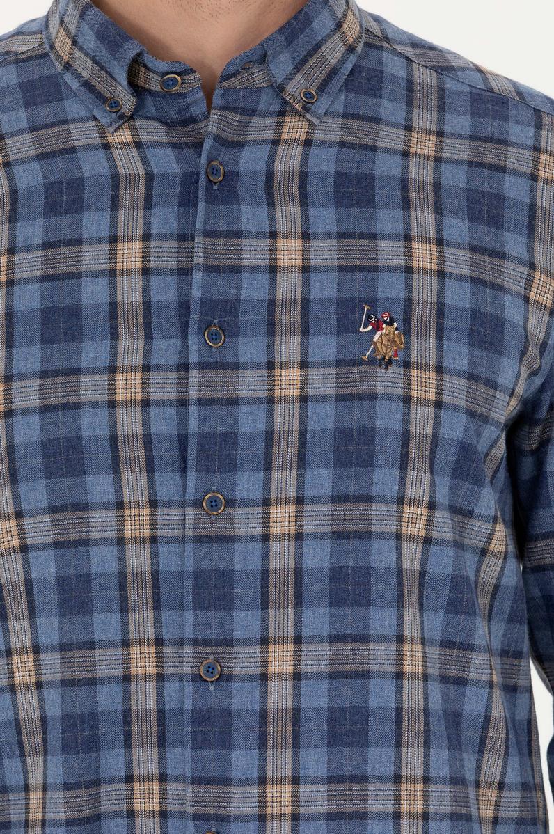 Erkek Mavi Uzun Kollu Gömlek