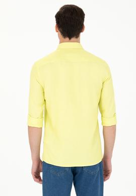 Erkek Neon Sarı Uzun Kollu Basic Gömlek - 50262932061