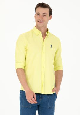 Erkek Neon Sarı Uzun Kollu Basic Gömlek - 50262932061