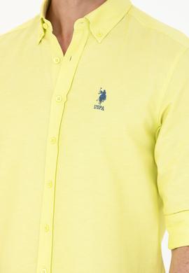 Erkek Neon Sarı Uzun Kollu Basic Gömlek - 50262932061