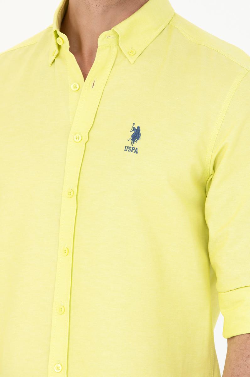 Erkek Neon Sarı Uzun Kollu Basic Gömlek