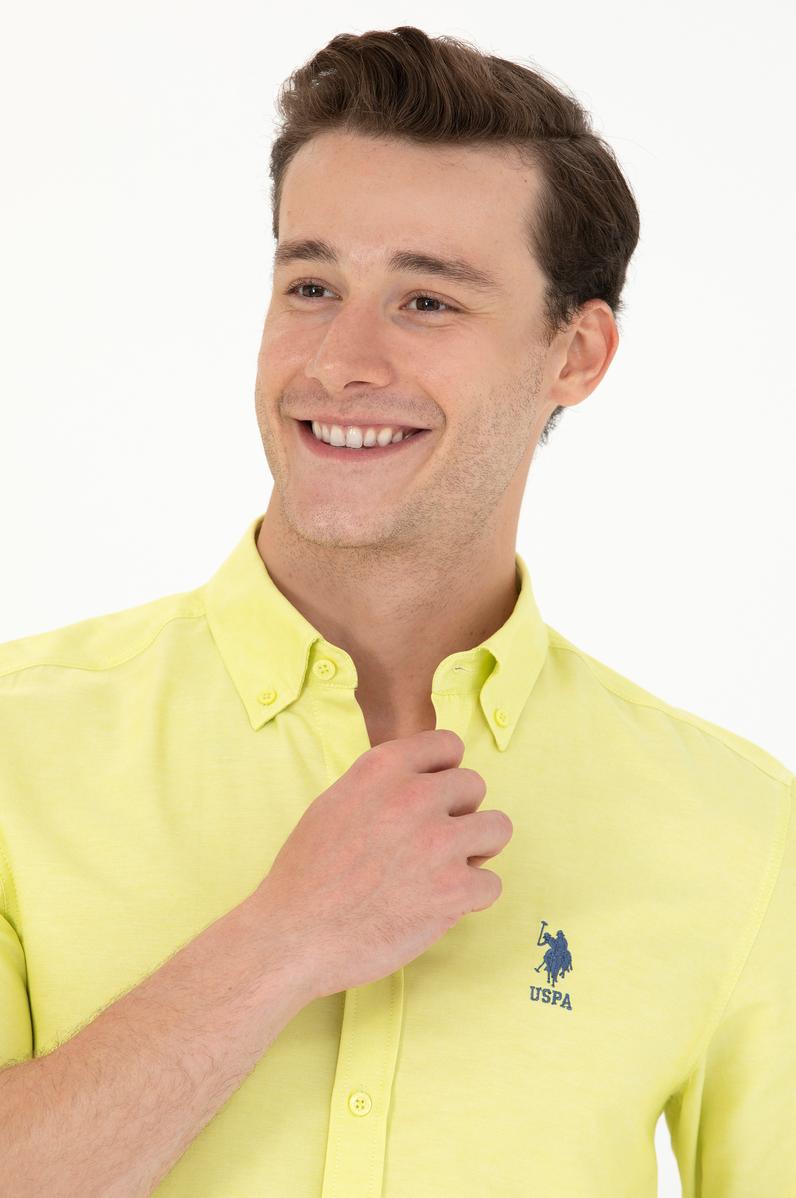 Erkek Neon Sarı Uzun Kollu Basic Gömlek
