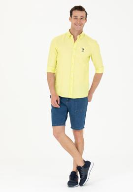 Erkek Neon Sarı Uzun Kollu Basic Gömlek - 50262932061