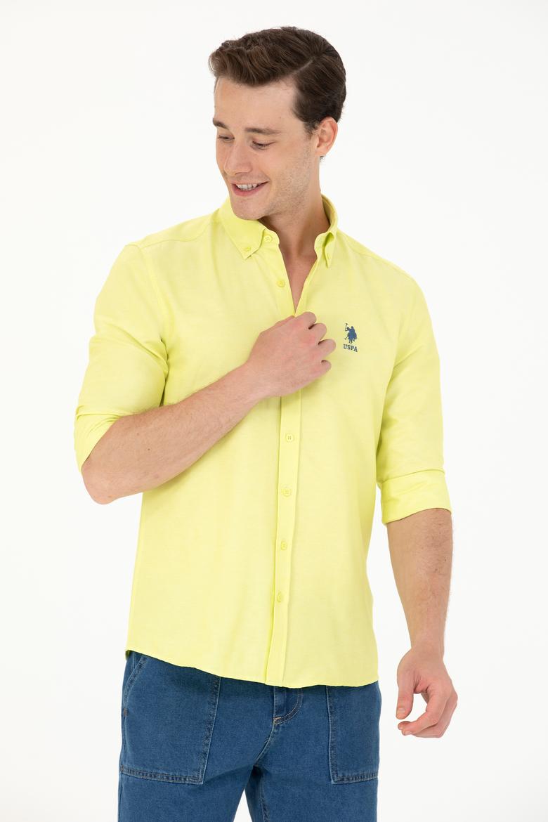 Erkek Neon Sarı Uzun Kollu Basic Gömlek - 50262932061