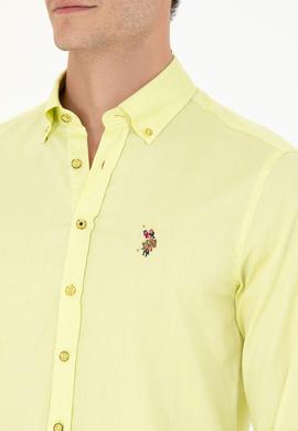 Erkek Neon Sarı Uzun Kollu Basic Gömlek - 50263099087
