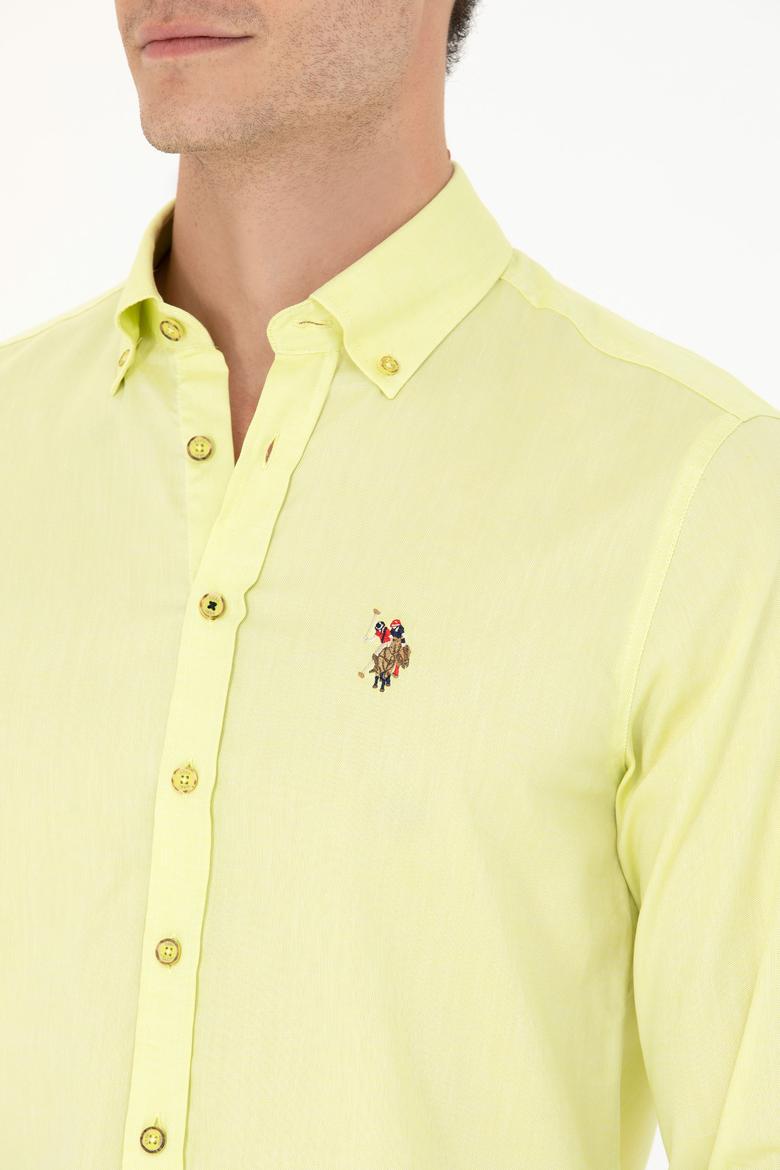 Erkek Neon Sarı Uzun Kollu Basic Gömlek - 50263099087