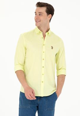 Erkek Neon Sarı Uzun Kollu Basic Gömlek - 50263099087