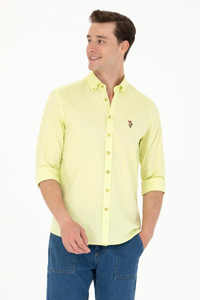 Erkek Neon Sarı Uzun Kollu Basic Gömlek