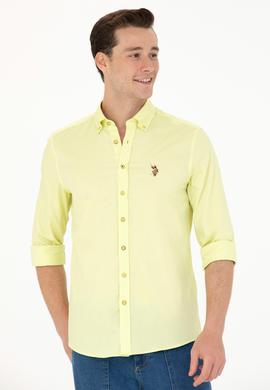 Erkek Neon Sarı Uzun Kollu Basic Gömlek - 50263099087