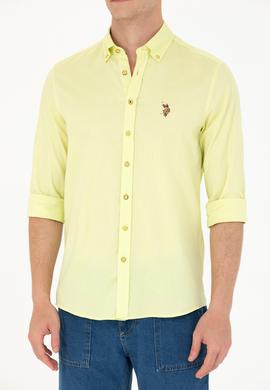 Erkek Neon Sarı Uzun Kollu Basic Gömlek - 50263099087