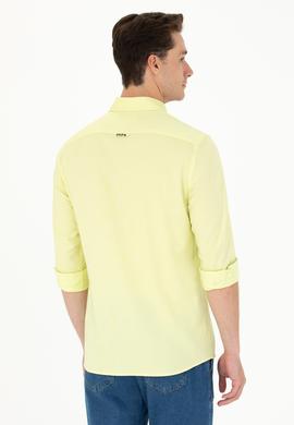 Erkek Neon Sarı Uzun Kollu Basic Gömlek - 50263099087