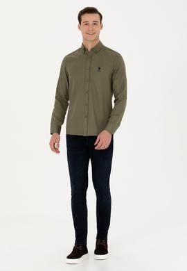 Erkek Haki Uzun Kollu Basic Gömlek - 50271269141