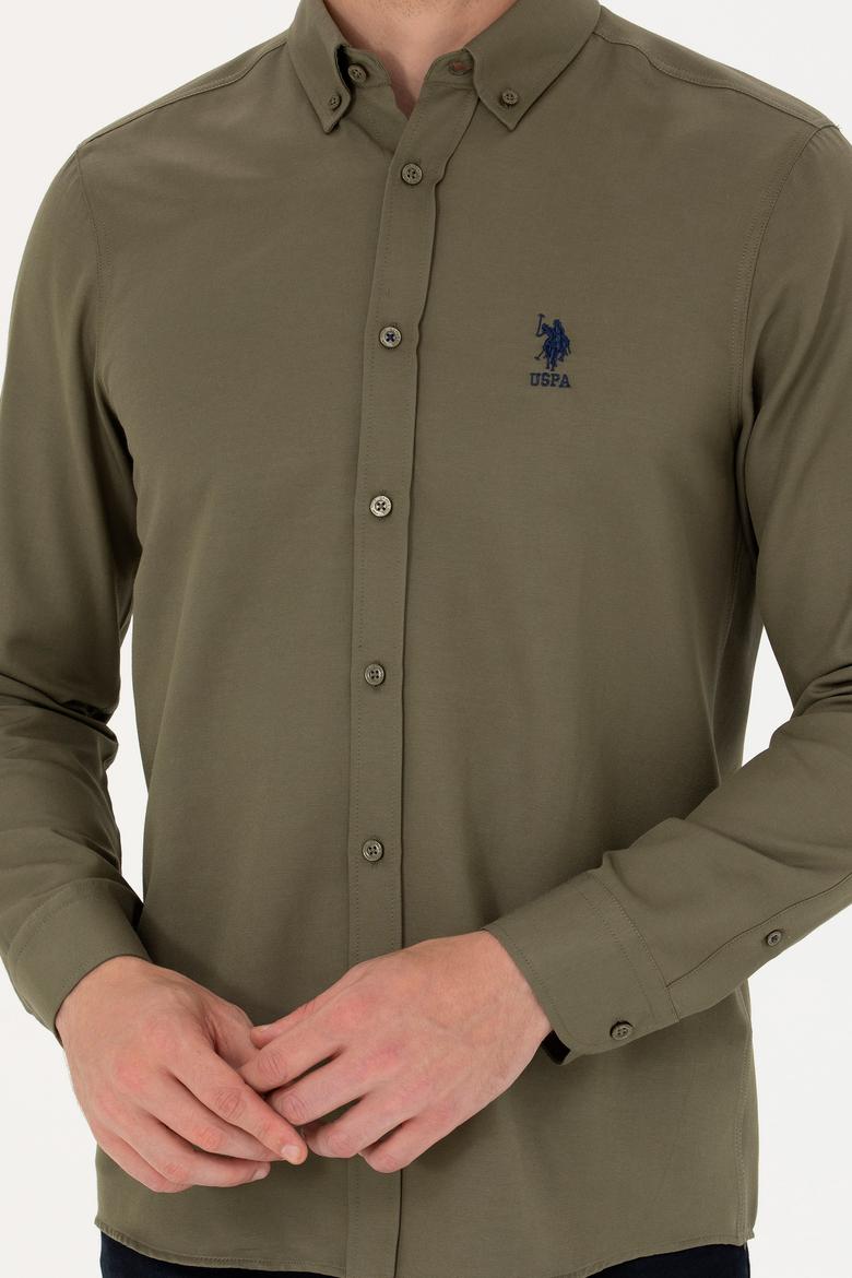 Erkek Haki Uzun Kollu Basic Gömlek - 50271269141