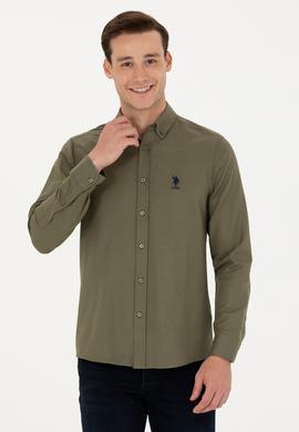 Erkek Haki Uzun Kollu Basic Gömlek - 50271269141