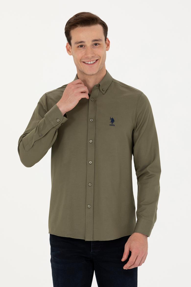 Erkek Haki Uzun Kollu Basic Gömlek - 50271269141