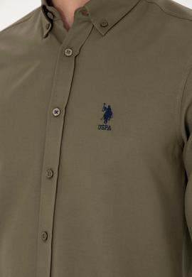 Erkek Haki Uzun Kollu Basic Gömlek - 50271269141