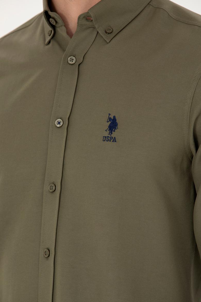 Erkek Haki Uzun Kollu Basic Gömlek - 50271269141