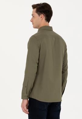 Erkek Haki Uzun Kollu Basic Gömlek - 50271269141