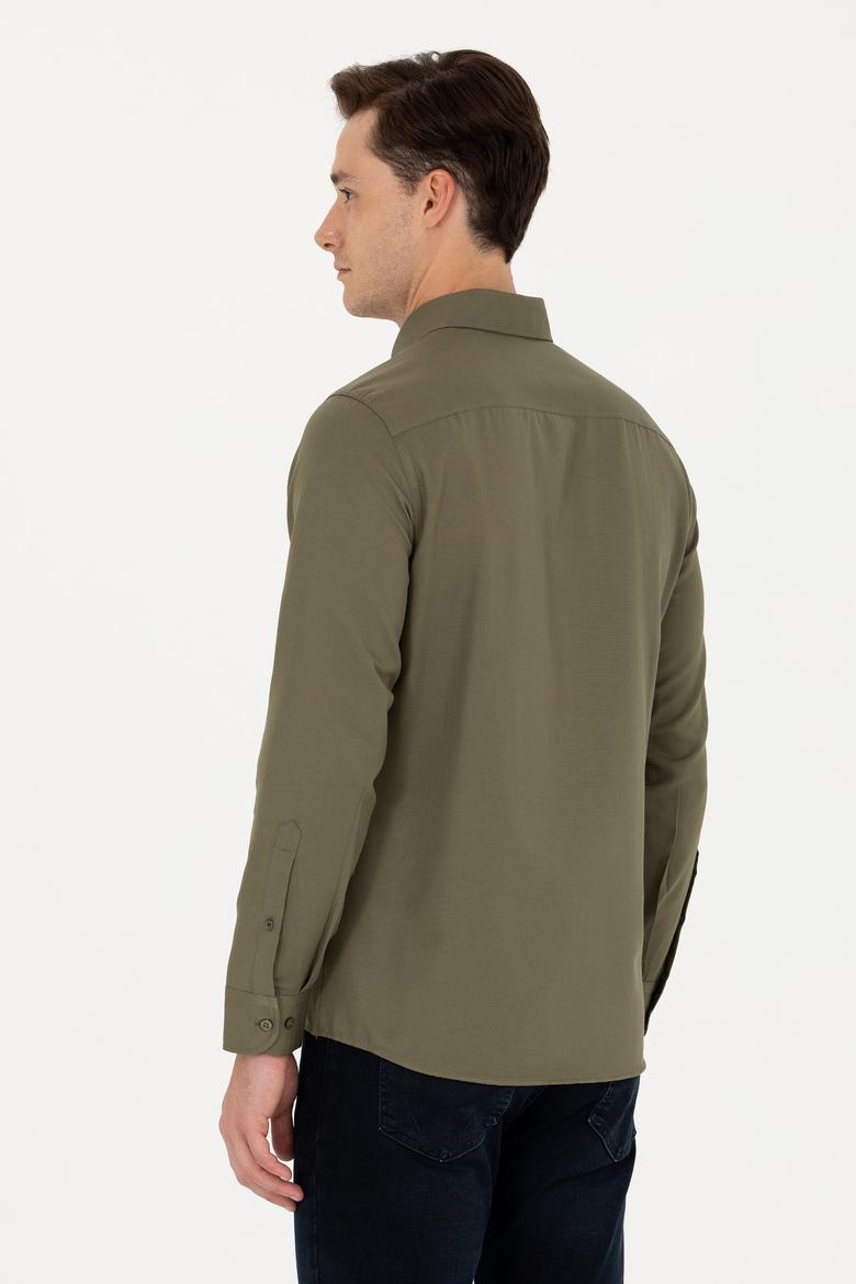 Erkek Haki Uzun Kollu Basic Gömlek - 50271269141