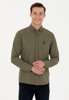 Erkek Haki Uzun Kollu Basic Gömlek - 50271269141