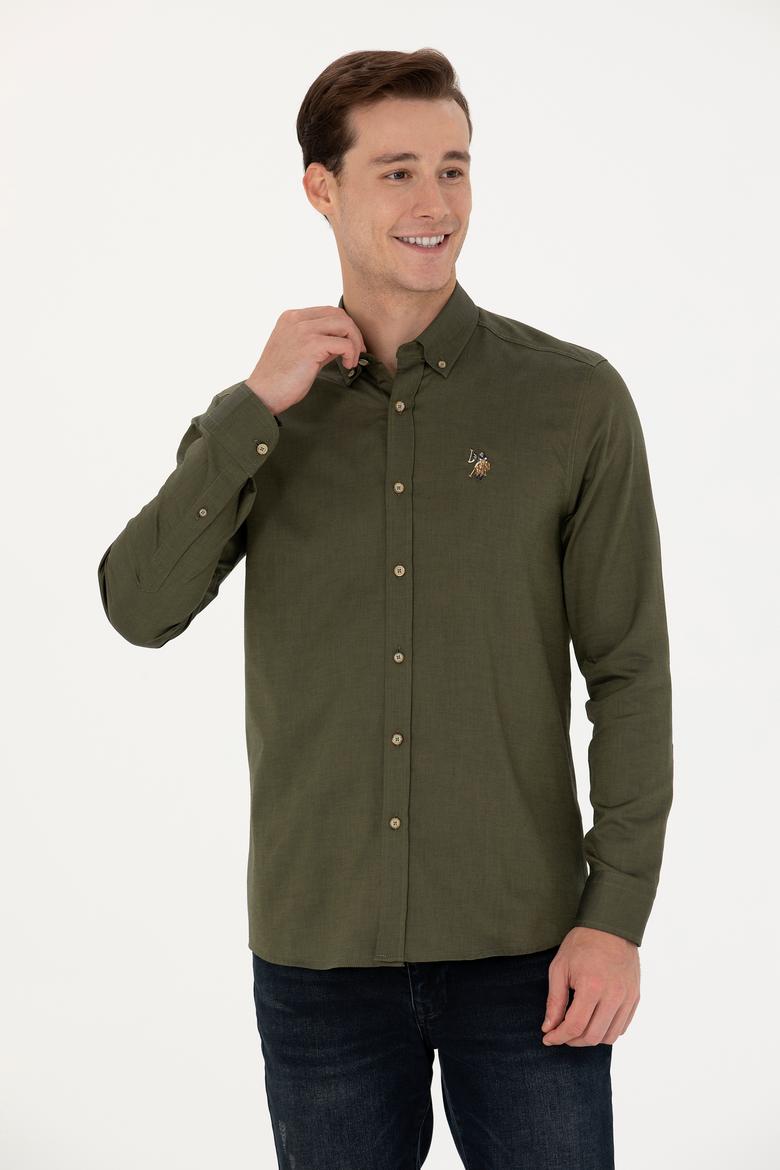 Erkek Haki Uzun Kollu Basic Gömlek - 50271276060