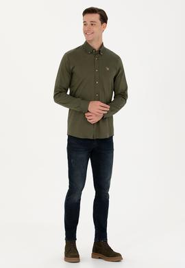 Erkek Haki Uzun Kollu Basic Gömlek - 50271276060