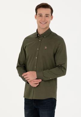 Erkek Haki Uzun Kollu Basic Gömlek - 50271276060