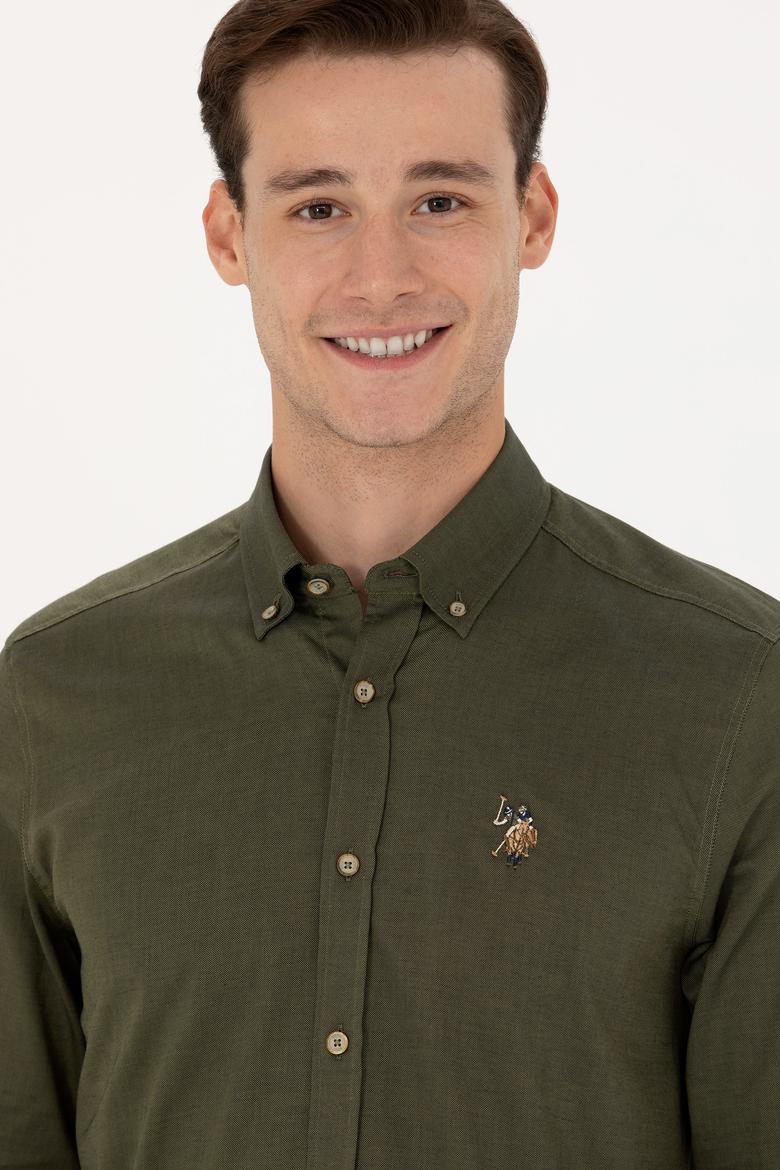 Erkek Haki Uzun Kollu Basic Gömlek - 50271276060