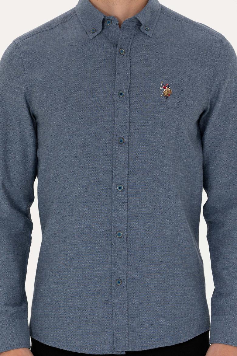 Erkek İndigo Uzun Kollu Basic Gömlek - 50271275087