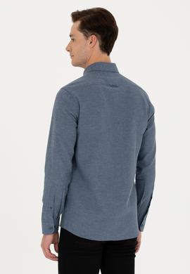 Erkek İndigo Uzun Kollu Basic Gömlek - 50271275087