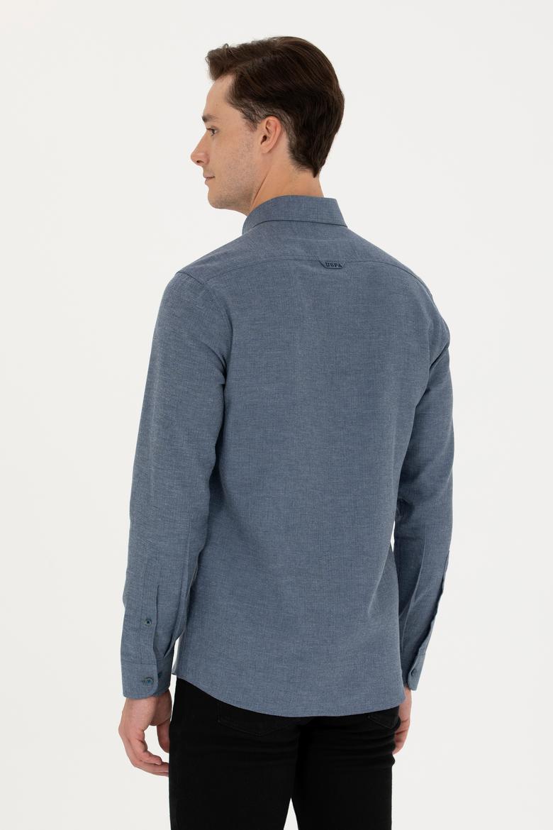 Erkek İndigo Uzun Kollu Basic Gömlek - 50271275087
