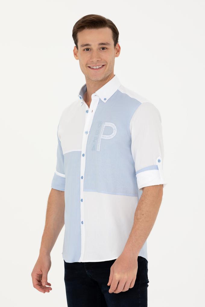 Erkek Mavi Uzun Kollu Gömlek