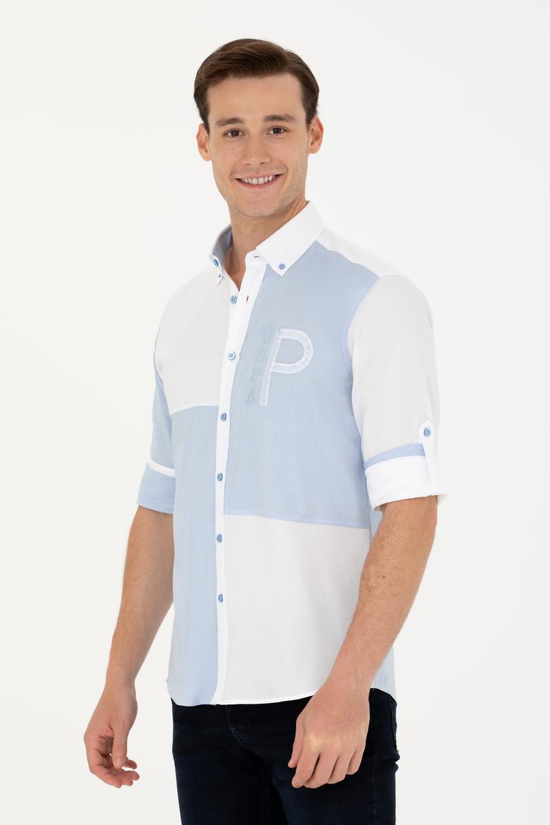 Erkek Mavi Uzun Kollu Gömlek