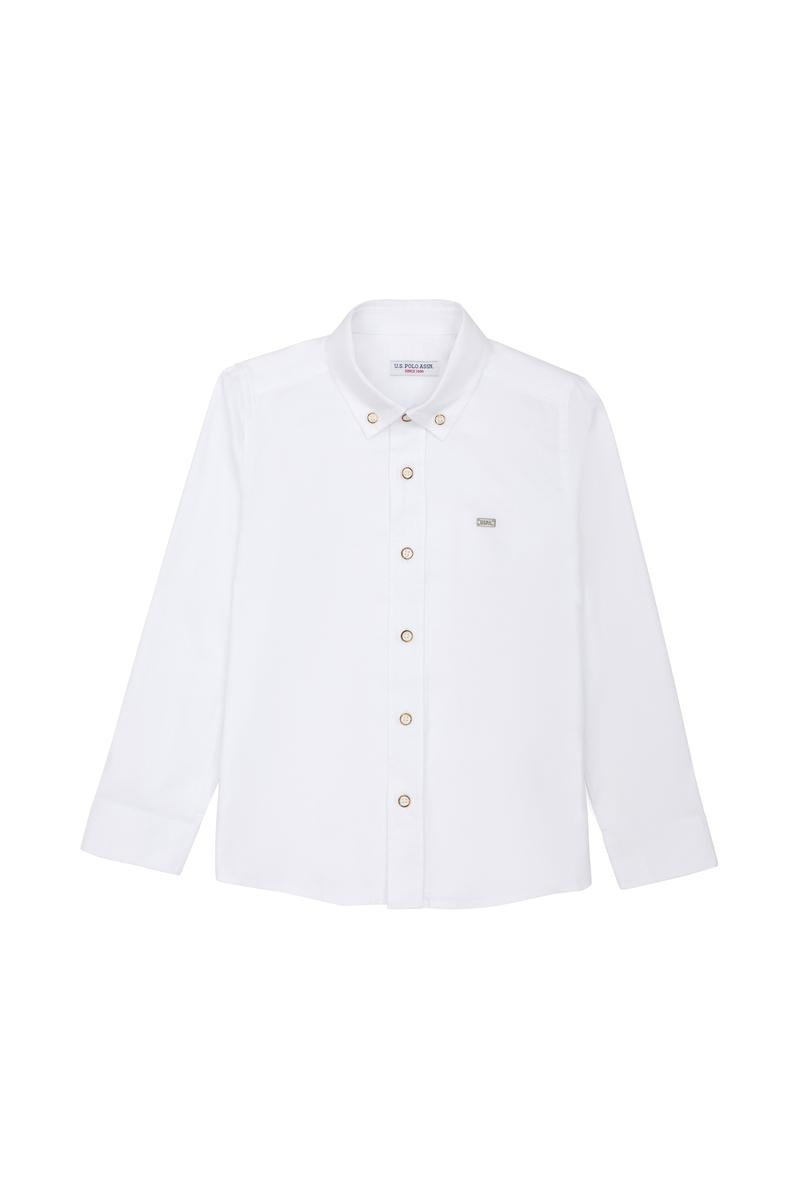 Erkek Çocuk Beyaz Uzun Kollu Basic Gömlek